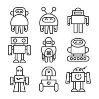 robot line avatars vector