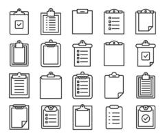 clipboard line icons set vector