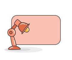 blank note board with table lamp vector illustration