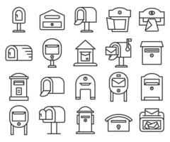 mailbox and post icons set vector