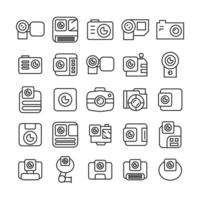 digital camera icons set vector