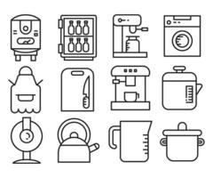 iconos de electrodomésticos y equipos vector