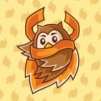 flying cartoon Owl wear a scarf illustration vector