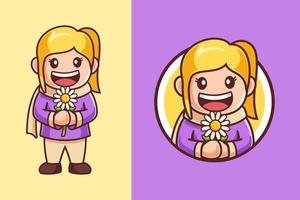 Girl Holding a Daisy Flower vector