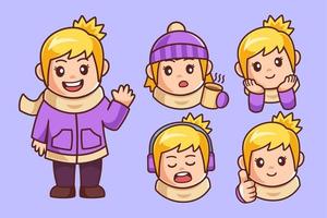 Cartoon Girl in Winter Clothes vector