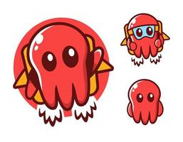 flying Octopus logo design template vector