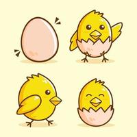 cute Chick hatch cartoon collection vector
