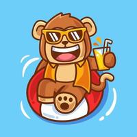 Cartoon Monkey with Swimming Ring Illustration