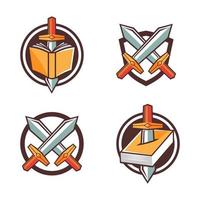 Game item Sword and Book symbol cartoon style vector