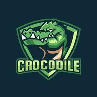 diseño de logotipo de deporte de cocodrilo verde vector