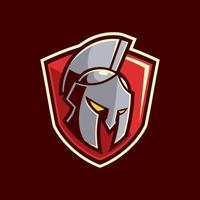 inspiración de diseño de logotipo de escudo espartano de gladiador dinámico vector