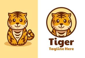 diseño de logotipo de dibujos animados lindo cachorro de tigre vector