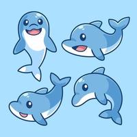 Set of Dolphin Cartoon Character vector