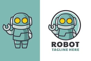 Robot Cartoon Mascot Logo Design vector