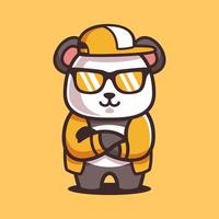 Cartoon Cool Panda Wear Sunglasses vector