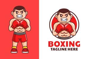 Men Boxing Cartoon Logo Design vector