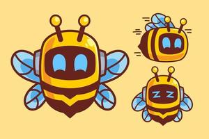 Cute Bee Robot Cartoon Character vector