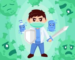 doctor against virus flat design style vector