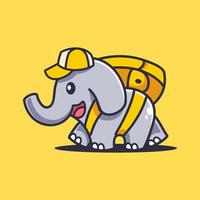 Cartoon Elephant Walking With Bag vector