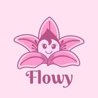 cute pink Flower Lily Logo design vector