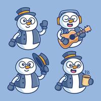 Snowman with Top Hat Cartoon Character Collection vector