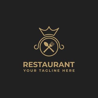 Luxury Logo Design for Restaurant With Spoon, Fork, Queen Crown Icon Illustration