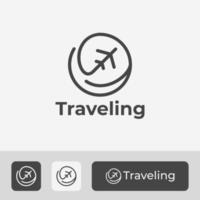 Minimal Travel Logo Icon Design With Mono Line Style Airplane Symbol Illustration vector