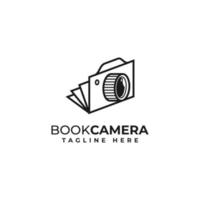 cámara, lente, libro, fotografía creativa logo vector design