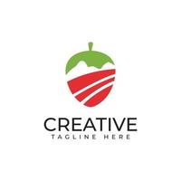 Strawberry, Mountain, Nature, Combination Logo Design vector