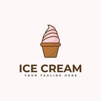 diseño vectorial de logotipo para una empresa de helados, con una ilustración del icono de helado en una taza vector