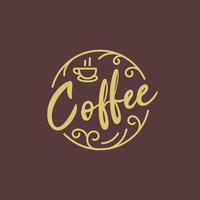 diseño de logotipo retro vintage para una cafetería o cafetería con iconos de café y adornos ornamentados vector