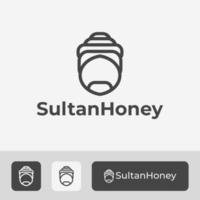 Logotipo del sultán natural y fresco, vector de icono de ilustración de panal como un sombrero, diseño simple con estilo de arte lineal