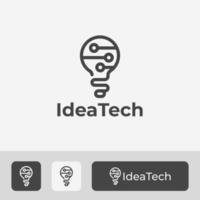 Creative Tech Logo Design Idea, Modern and Minimal Light Bulb Icon Illustration Concept, With Line Art Style vector