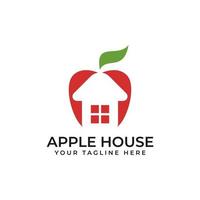 Apple Home Logo Design Illustration in Negative Space Style vector