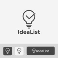 Modern Light Bulb Idea Logo Icon Template, Simple Minimal Line Tick Symbol for Smart Innovation and Solution vector