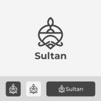 Premium Sultan Logo Vector, Simple, Clean, Unique, Modern, Minimal Abstract Icon Symbol With Line Art Style vector