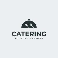 Diseño de logotipo de catering de concepto simple, con icono de tapa de cena, cuchara, tenedor, perfecto para cualquier logotipo de empresa de alimentos vector