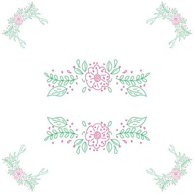 Vector floral botanical card design with flower and leaves with geometrical frame.