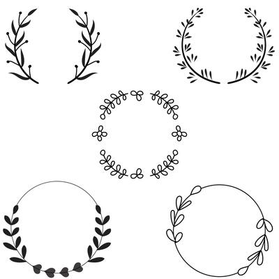 Floral Frame Collection. Floral round shape border, Set of cute retro flowers arranged un a shape of the wreath perfect for wedding invitations and birthday cards