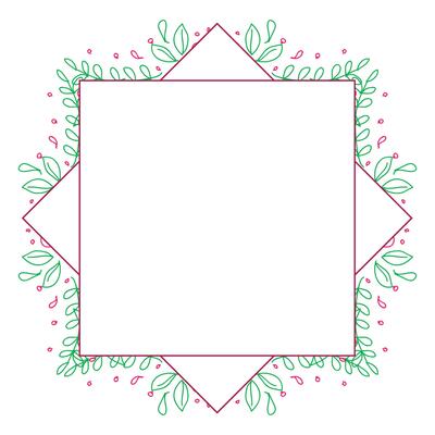 Vector floral botanical card design with flower and leaves with geometrical frame.