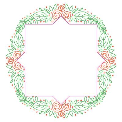 Vector floral botanical card design with flower and leaves with geometrical frame.