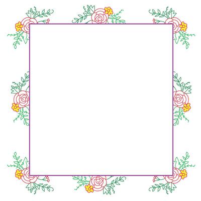 Vector floral botanical card design with flower and leaves with geometrical frame.