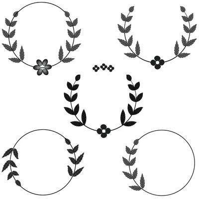 Floral Frame Collection. Floral round shape border, Set of cute retro flowers arranged un a shape of the wreath perfect for wedding invitations and birthday cards