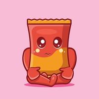 sad snack chip character isolated cartoon in flat style vector