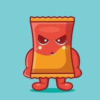 cute snack chip character with mad gesture isolated cartoon in flat style vector