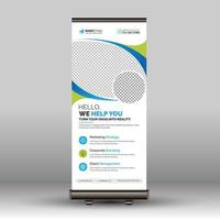 Modern Blue Green Creative Corporate Business Roll Up Banner Signage Standee Pull Up X Banner Template with Blue and Green Color Variations vector