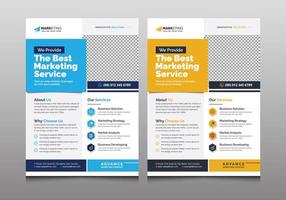 Modern Blue Yellow Clean Corporate Business Flyer Template Unique Design, Creative Minimal Leaflet Layout for Marketing Advertisement Promotion and Multipurpose Use vector