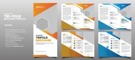 Diseño de plantilla de folleto tríptico corporativo limpio creativo azul amarillo para oficina, empresa, evento, uso multipropósito vector