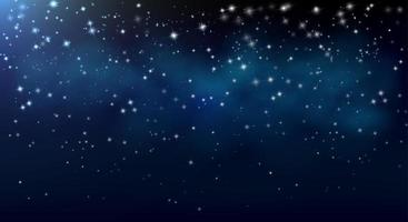 cielo nocturno con estrellas y la vía láctea en la distancia. Fondo de astronomía del espacio y el universo con colores azules. vector