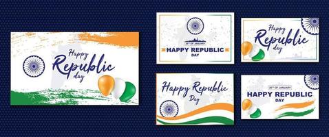feliz día de la república de la india - 26 de enero. ilustraciones patrióticas con la bandera india. plantilla para pancarta o póster. vector
